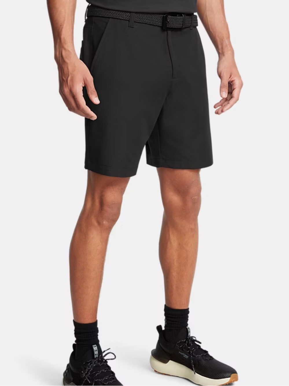 Under Armour Black Flat-Front Performance Golf Shorts